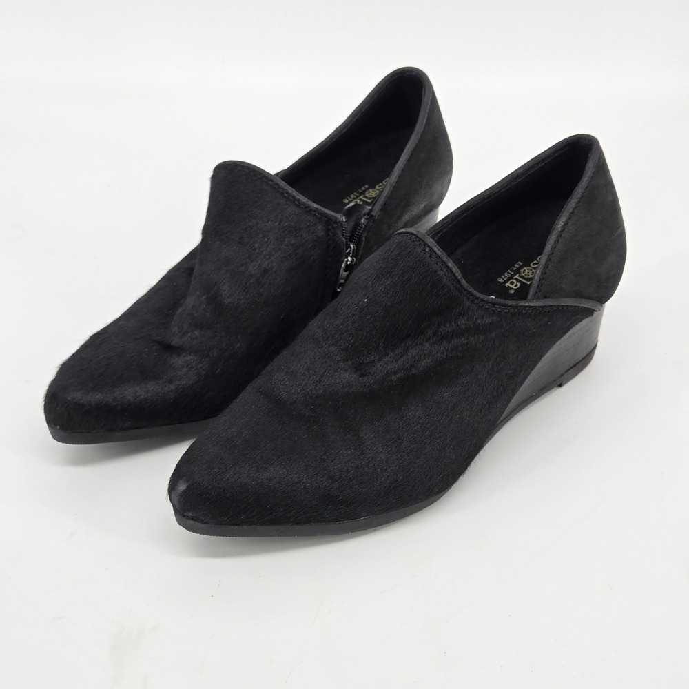 Bussola Weyburn Willow Black Calf Hair Wedge Ankle Bootie Shoes 40 US 9‎ 9.5